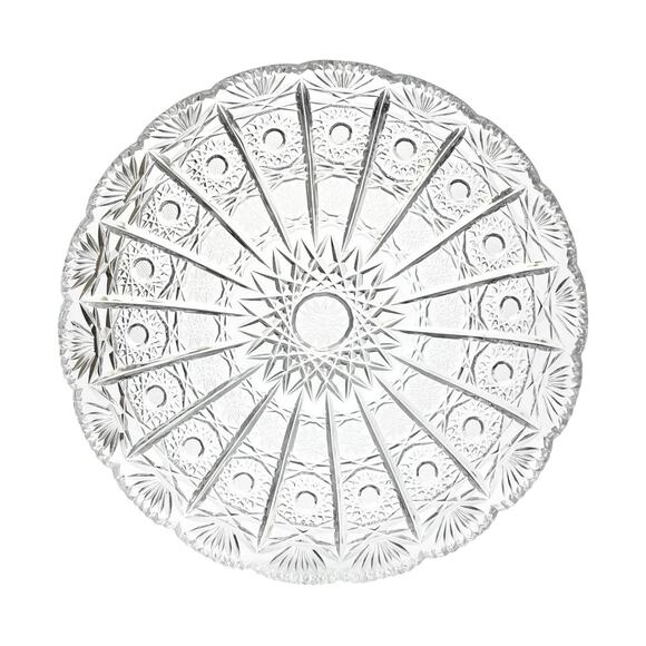 1960s Vintage American Brilliant Period ABP Cut Crystal Glass Tray Platter 11.5” - Picture 1 of 7